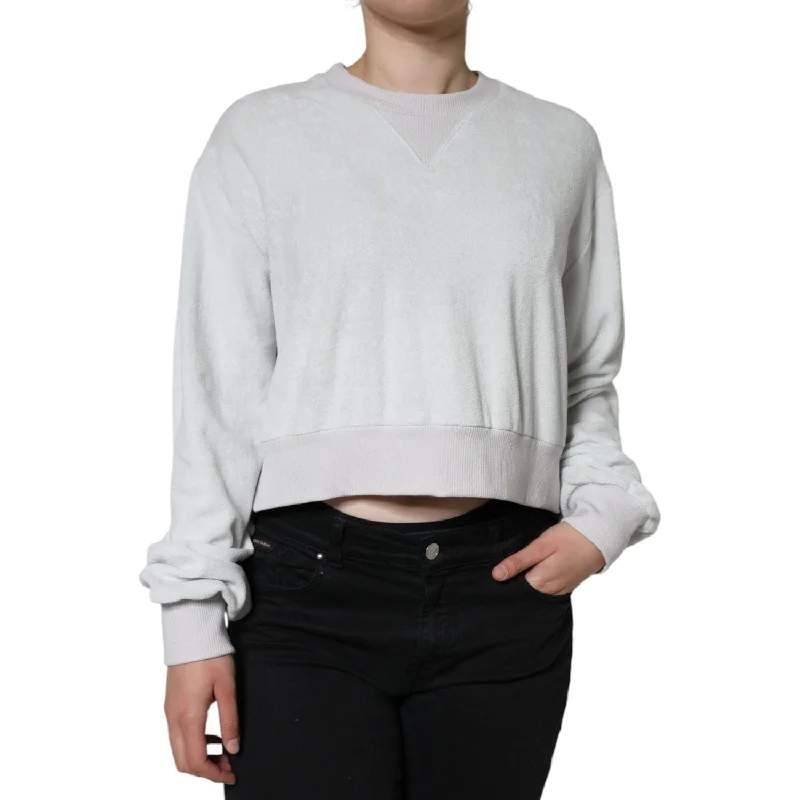 Dolce & Gabbana White Nylon Stretch Crew Neck Pullover Sweater Plunging Neck Pullover