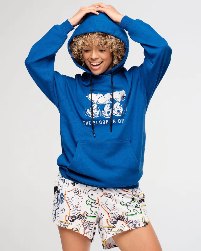 Zumba X Peanuts Unisex Pullover Hoodie - Blue Long Bell Sleeve