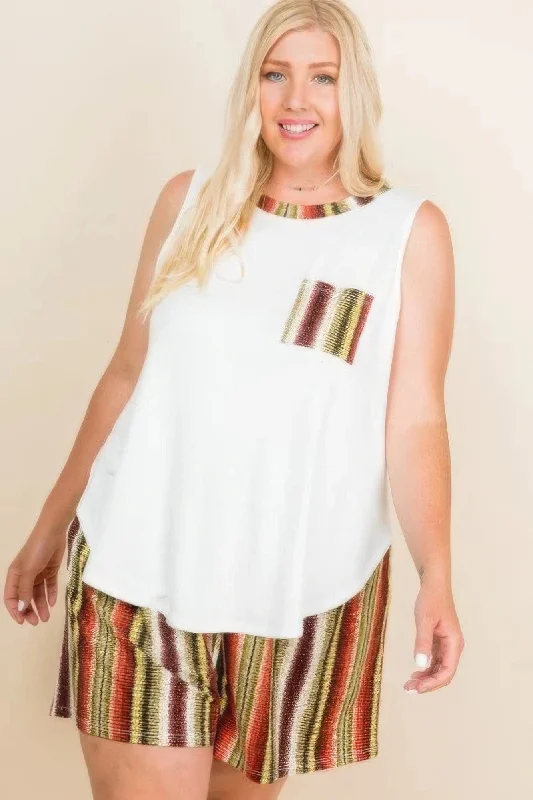 Blue Zone Planet |  Plus Size Solid Sleeveless French Terry Tank Top bronze tank top