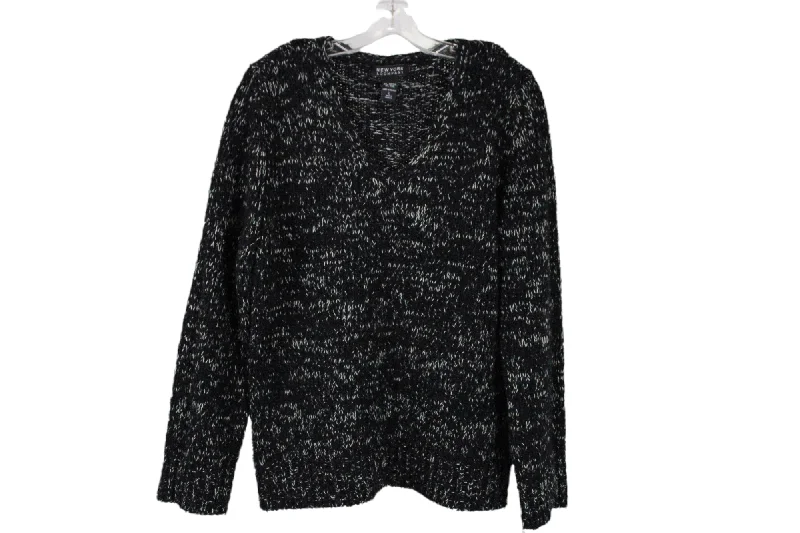New York & Company Black Knit Sweater | L Lace Blend Ribbed Blend Corduroy Blend