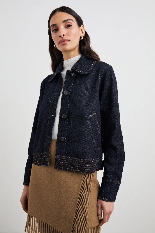 FIGUEROA JACKET - MIDNIGHT BLUES Satin Jacket Silk Jacket Chiffon Jacket