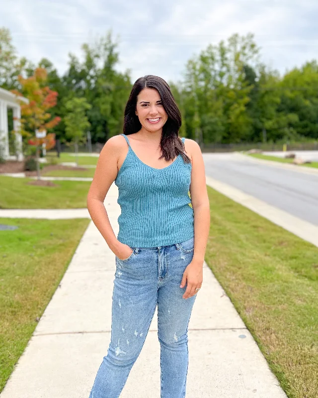 Margaret Tank - Jade cold shoulder tank