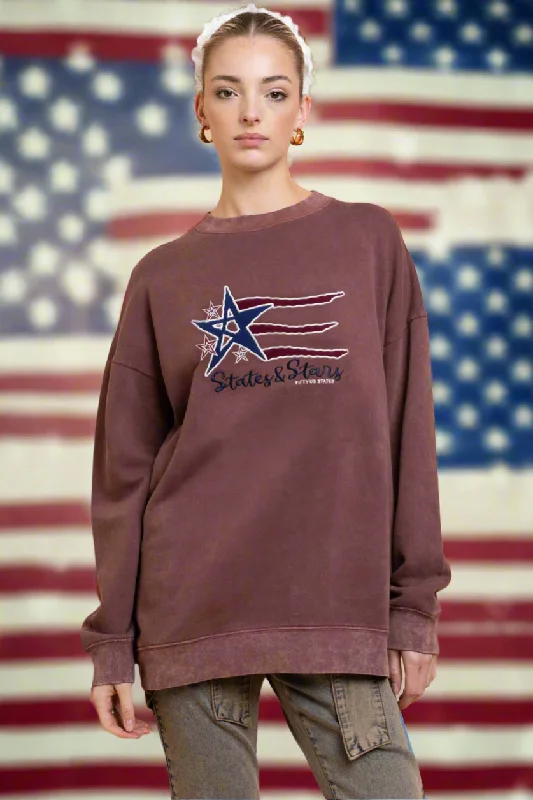Daisy Street States and Stars Vintage Sweater Zippered Front Buttoned Front Snap Front