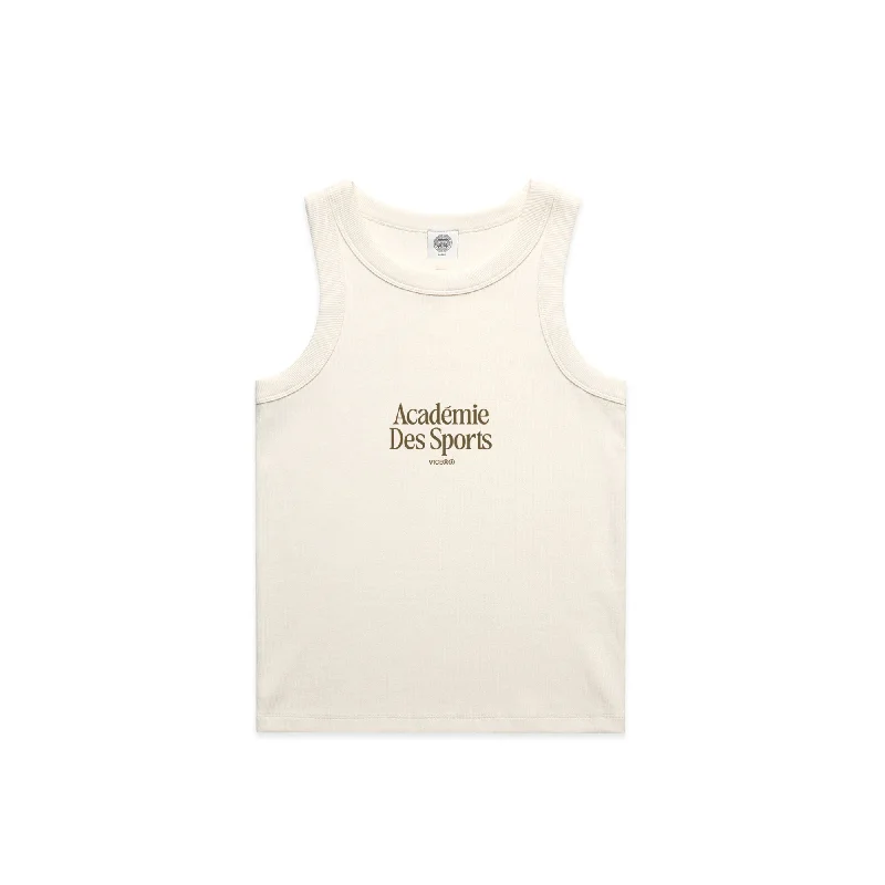 Vice 84 WMNS Organic Embroidered Rib Tank - Ecru cherry red tank