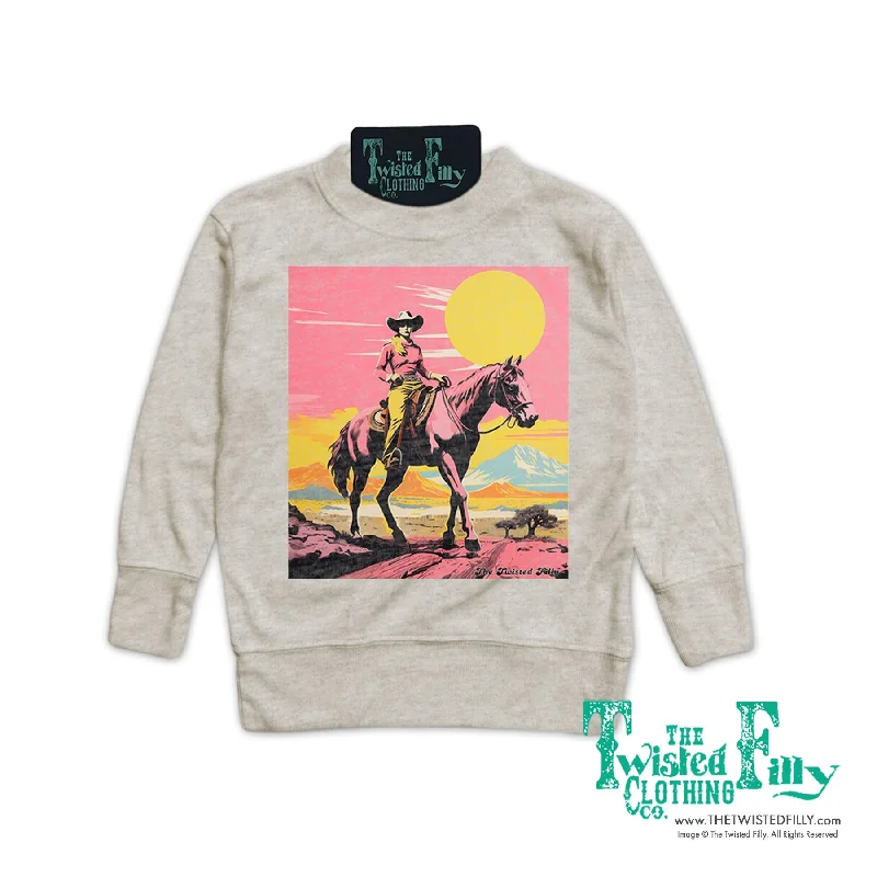 Desert Cowgirl - Girls Toddler Pullover - Oatmeal Angora Wool Cozy