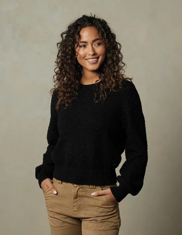 Colette Sweater in Black Mesh Blend Leather Blend Suede Blend