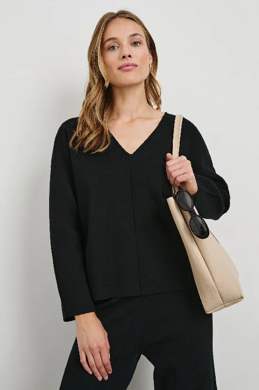 HOLLYN SWEATER - BLACK Iron Safe Non-Iron Wrinkle Free