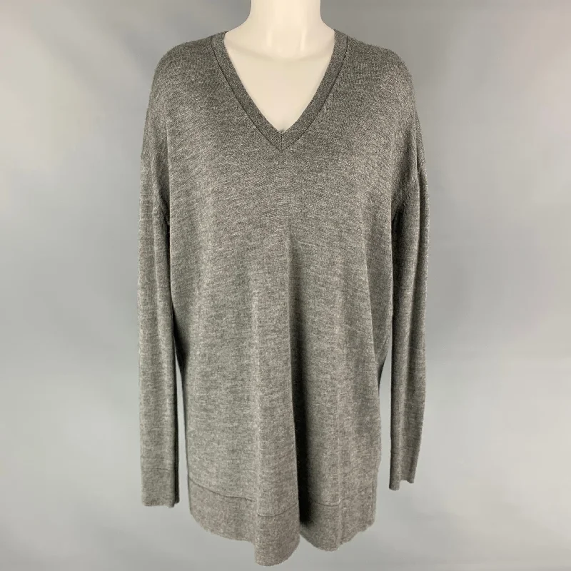 THE ROW Size XS Grey Cashmere / Silk Heather Oversized Sweater Sweater Knitwear Pullover