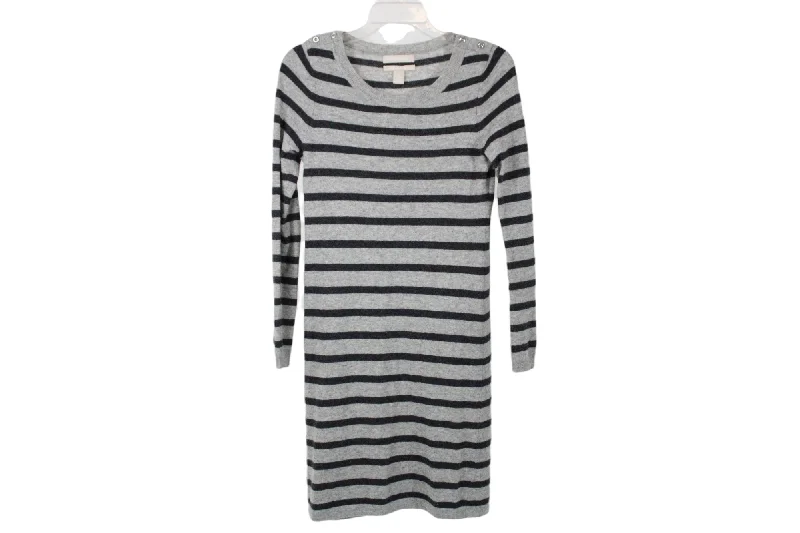 Banana Republic Gray Stripe Sweater Dress | XS Graphic Sweater Embroidered Appliqued