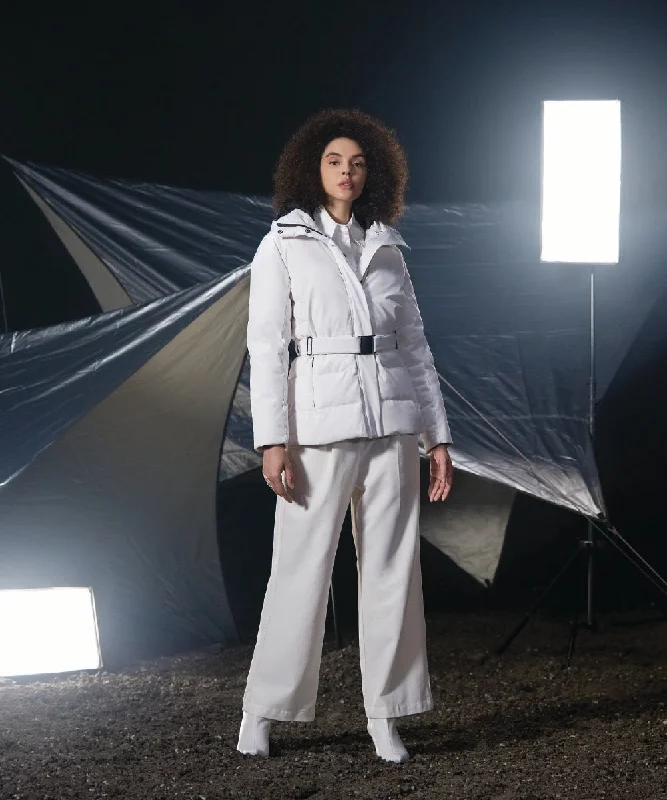 Women's Blanc Down Jacket with Double Hoodie Nylon Jacket Polyester Jacket Spandex Jacket