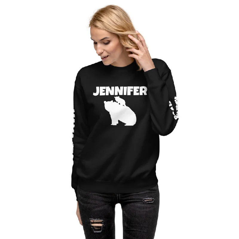 Custom Name Bold Mama Bear Personalized Unisex Fleece Pullover | Cotton Heritage M2480 Bardot Neck Top