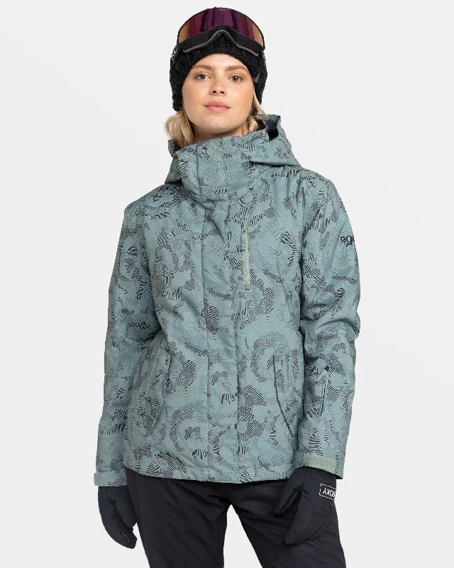 Roxy Jetty Snow Jacket - Lily Pad Sketch Book V-Neck Jacket Boat Neck Jacket Square Neck Jacket