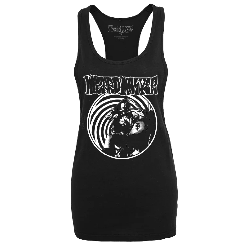 Wizard Master - Biker Girl B&W Women's Racerback Tank Top - Black spandex blend tank