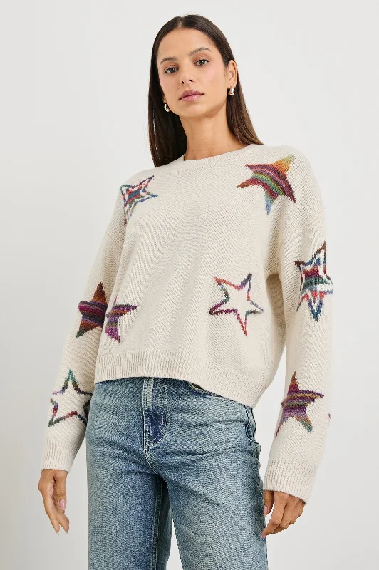 PERCI SWEATER - IVORY RAINBOW MULTI STARS Soft Cozy Warm