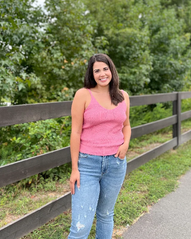 Margaret Tank - Bubblegum Pink off shoulder tank