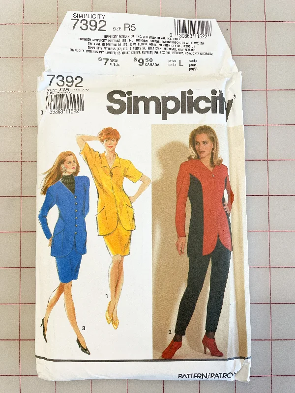 SALE 1991 Simplicity 7392 Pattern - Jacket, Skirt and Pants FACTORY FOLDED Ribbed Jacket Pleated Jacket Ruffled Jacket