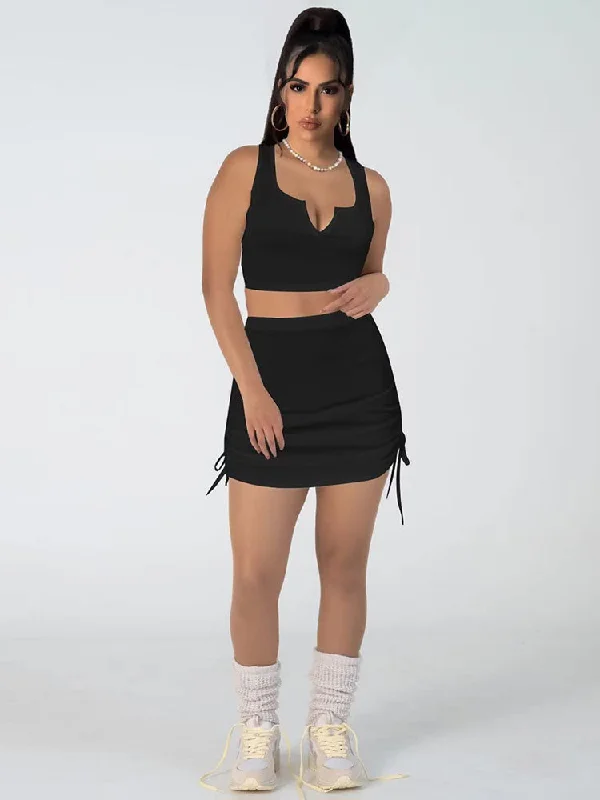 Two Piece Tank Crop Top & Mini Skirt slim fit tank