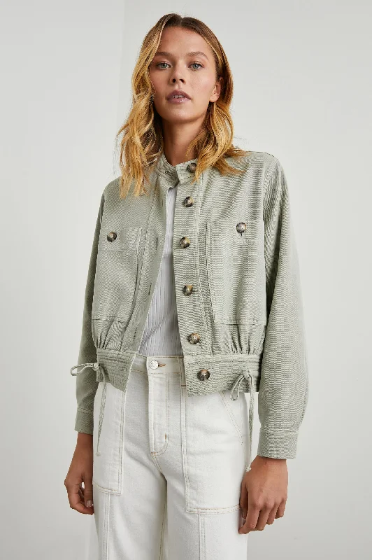 ALMA JACKET - SAGE Stand-Up Collar Roll-Neck Collar Turtle Neck