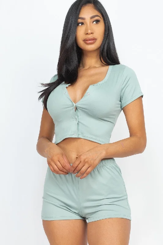 Cropped Tank Top And Shorts Set vintage tank top