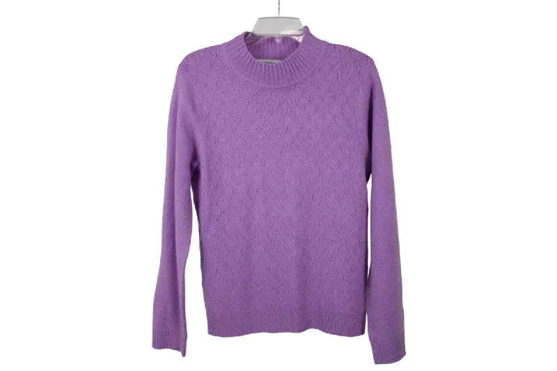Sag Harbor Purple Soft Sweater | M Houndstooth Herringbone Solid