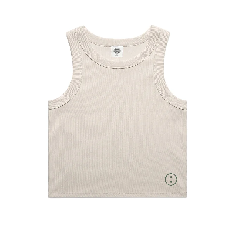 Essentials WMNS Embroidered Crop Rib Tank - Bone pastel tank top