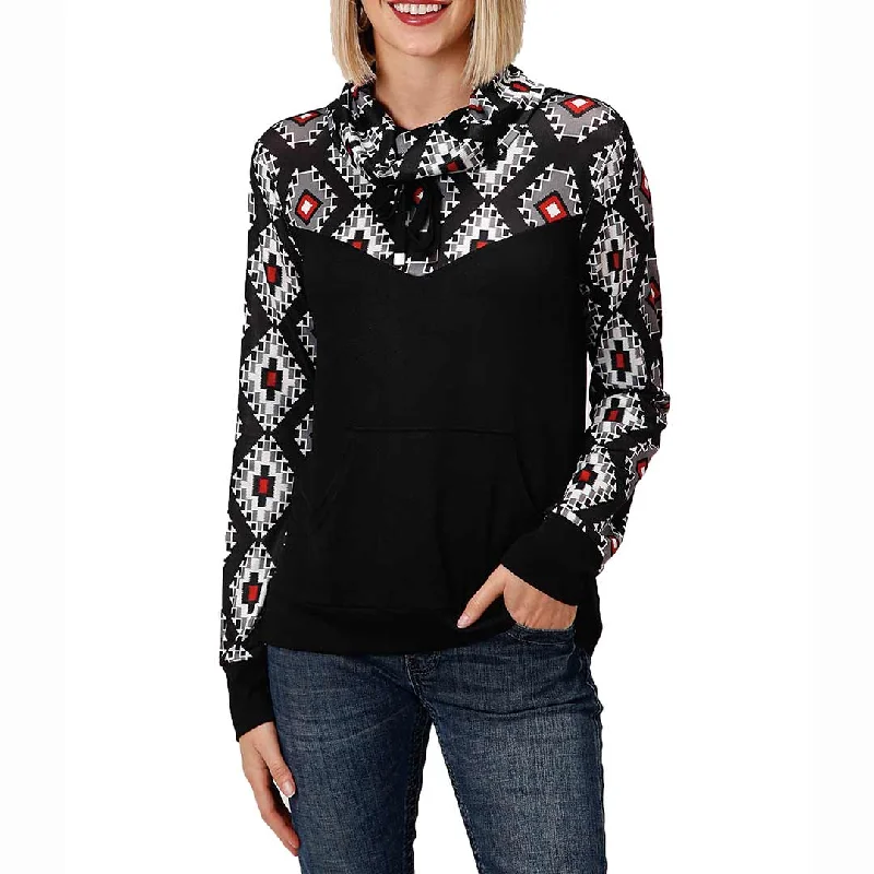 Roper Women's Aztec Yoke Pullover  Sweatshirt Ruffle Neck Pullover