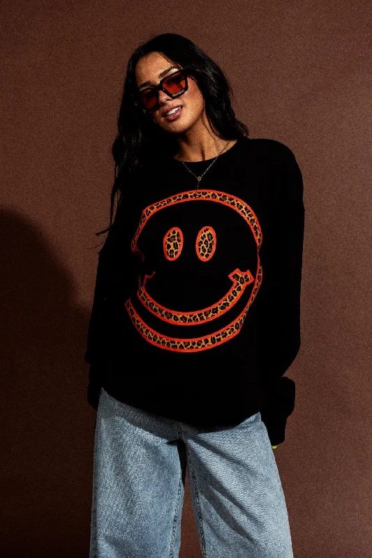 The World Needs Your Magic Oversized Pullover in Black + Leopard *RESTOCKED* Tapered Sleeve Pullover