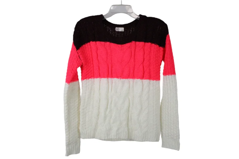 SO Cable Knit Color Blocked Sweater | S Hooded Sweater Collared Sweater Shawl Collar