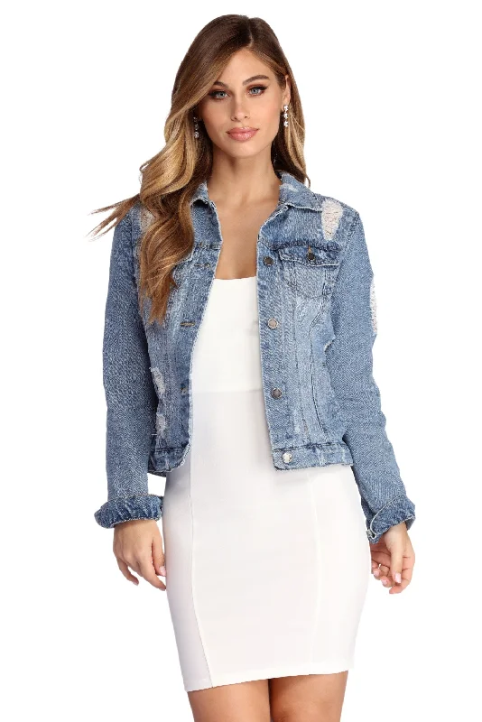 Hot Stuff Distressed Denim Jacket Rayon Jacket Velvet Jacket Corduroy Jacket