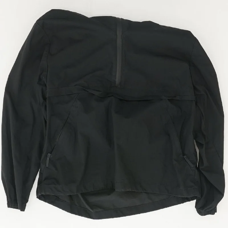 Black Solid 1/4 Zip Pullover Set Sleeve Pullover