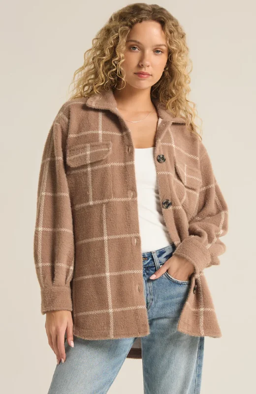 Z Supply - Plaid Tucker Jacket Satin Fabric Silk Fabric Chiffon Fabric