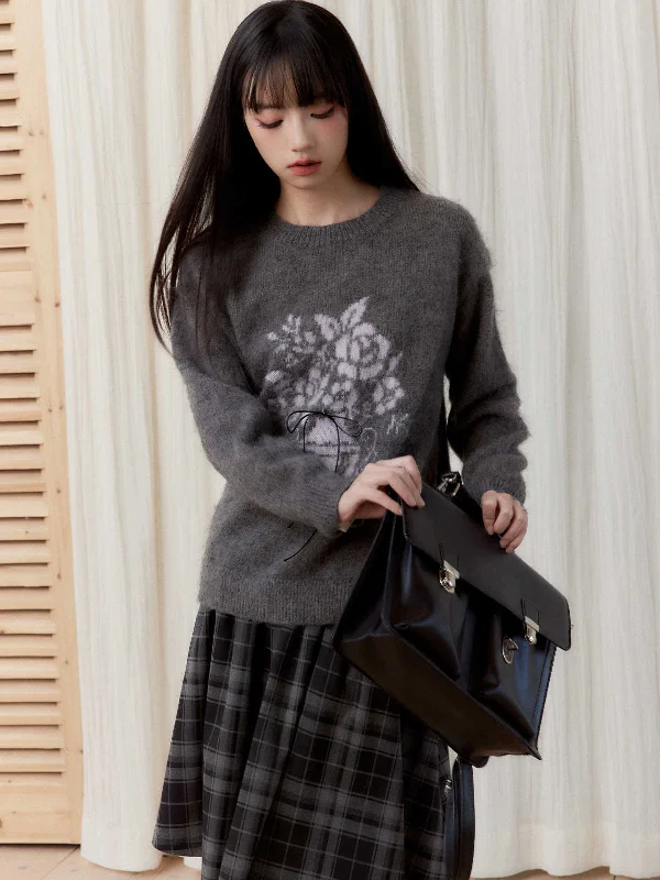 Retro Lazy Style Pullover Sweater FRA0252 Slit Sleeve Stylish