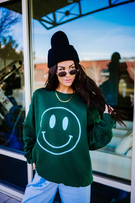 The World Needs Your Magic Puff Print Pullover in Emerald + Sky Peter Pan Collar