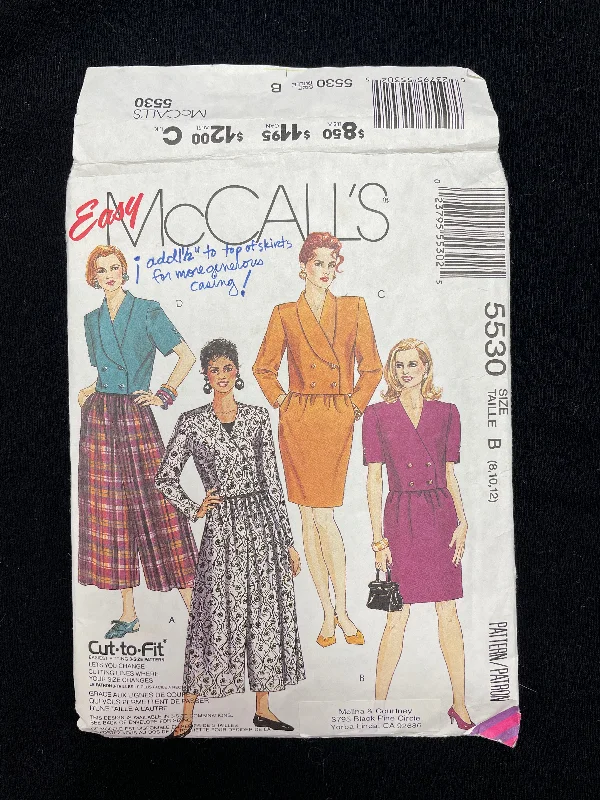 1991 McCall's 5530 Pattern - Women's Jacket, Split Skirt and Skirt Mesh Jacket Canvas Jacket Denim Jacket