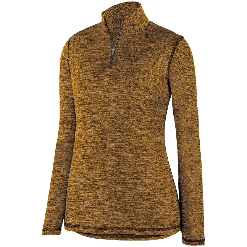 Augusta Sportswear Ladies Intensify Black Heather 1/4 Zip Pullover Scalloped Neck Pullover