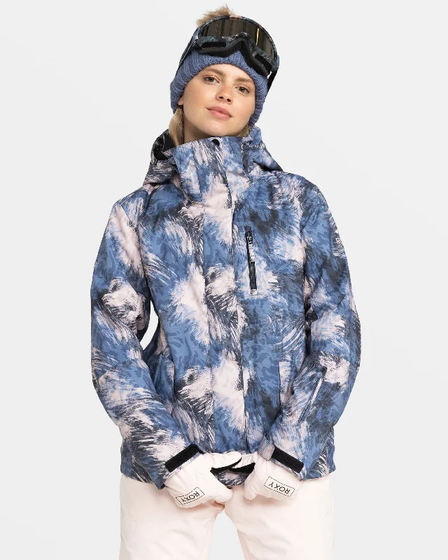 Roxy Jetty Snow Jacket - Wild Wind Darknight Nylon Fabric Polyester Fabric Spandex Fabric