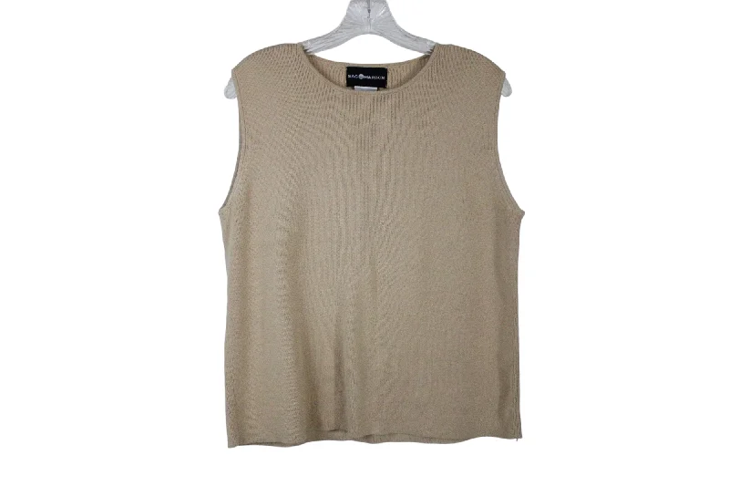 Sag Harbor Tan Knit Sweater Vest | L Knit Fabric Woven Fabric Fleece Fabric