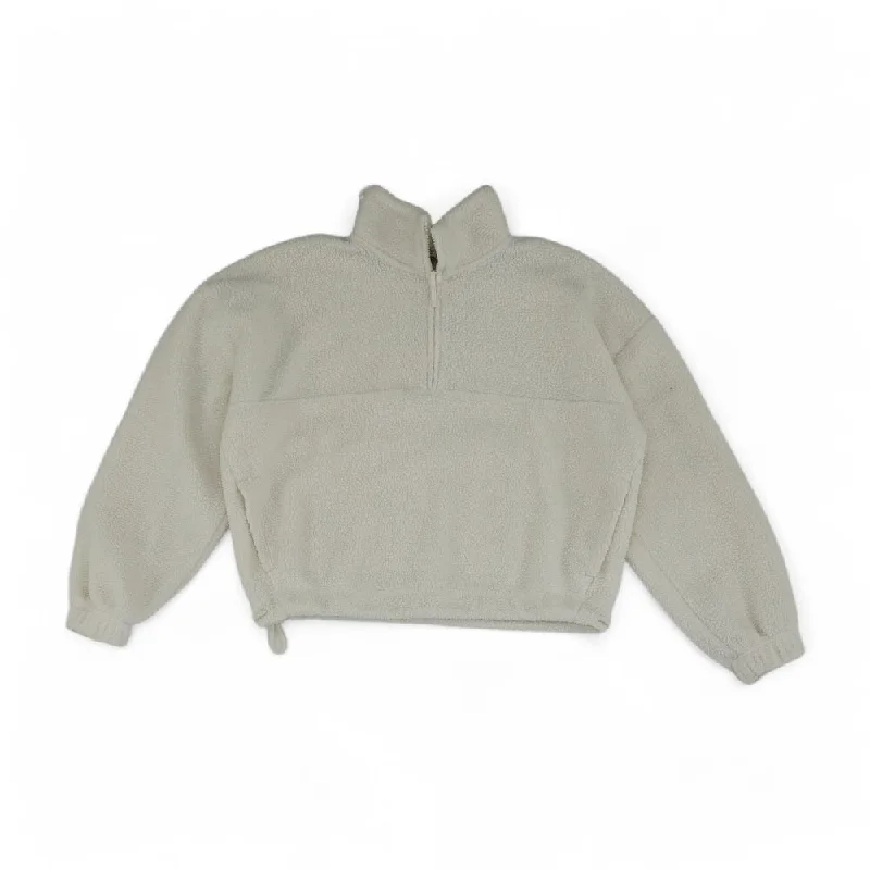 Ivory Solid 1/4 Zip Pullover Cold Shoulder Design