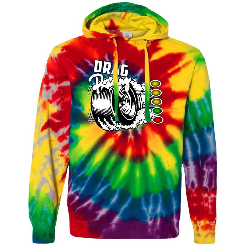 Drag Racing Unisex Tie-Dyed Pullover Hoodie Chenille Soft Sweater