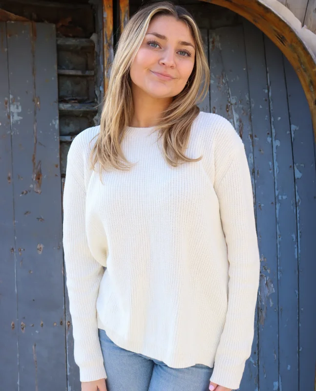 Sweater Crew- White Chenille Brocade Lace