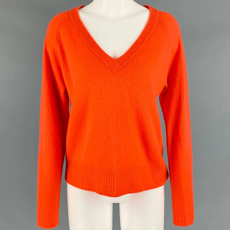 REFORMATION Size XS Orange Cashmere V Neck Sweater Toggled Drawstring Belted