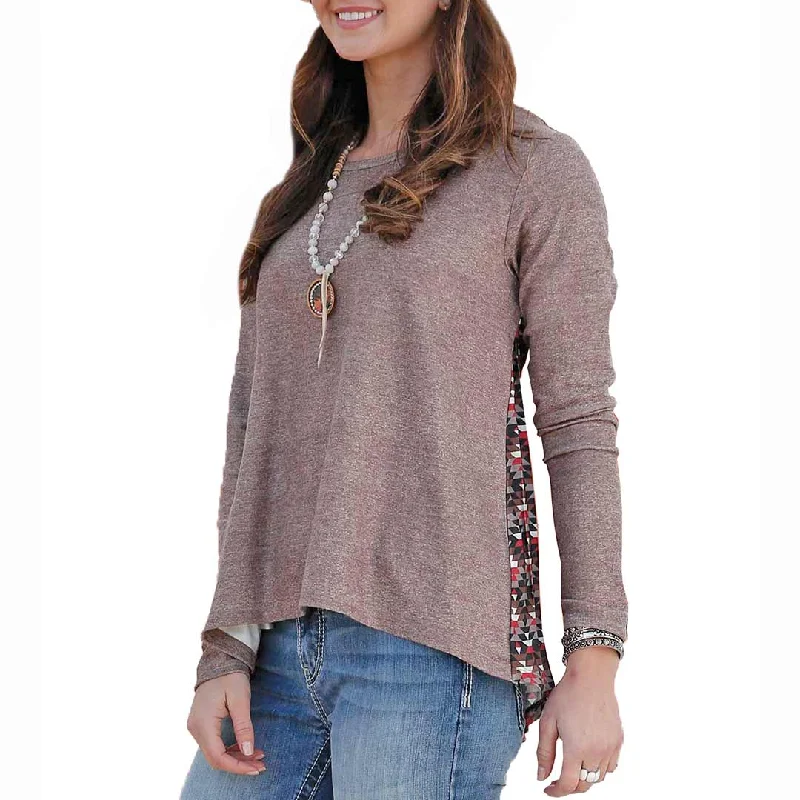 Cruel Denim Women's Print Back Pullover Sweater Plunging Neck Pullover