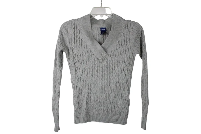 Izod Gray Cable Knit Sweater | S Zippered Front Buttoned Front Snap Front