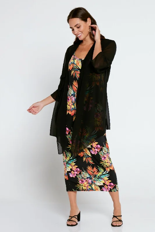 Bianca Chiffon Waterfall Jacket - Black Striped Jacket Polka Dot Jacket Floral Jacket