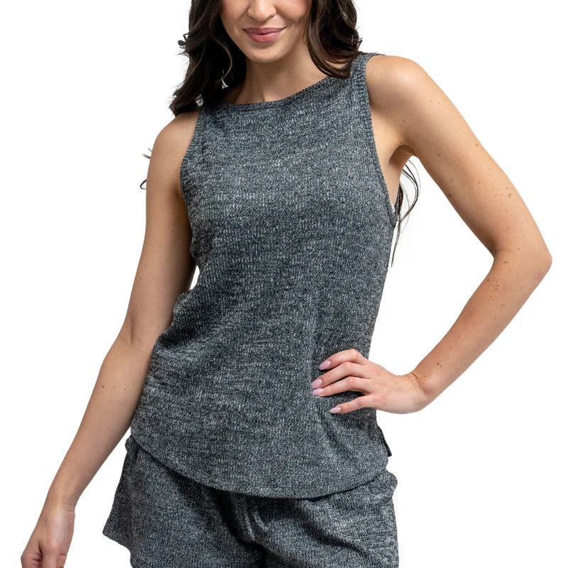 Hello Mello Cuddleblend Lounge Tank - Black crossback tank top