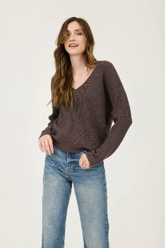 The Preya Charcoal V-neck Sweater