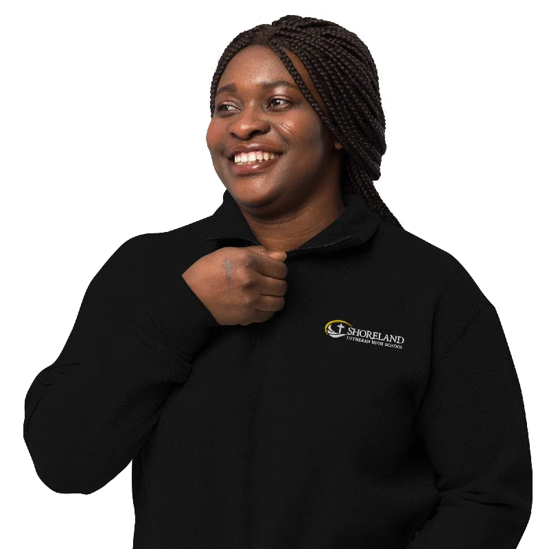 Unisex fleece pullover with Shoreland Logo Ruffled Neck Pullover