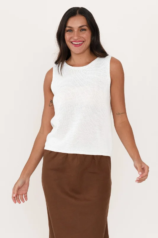 Evans White Knit Tank activewear tank top