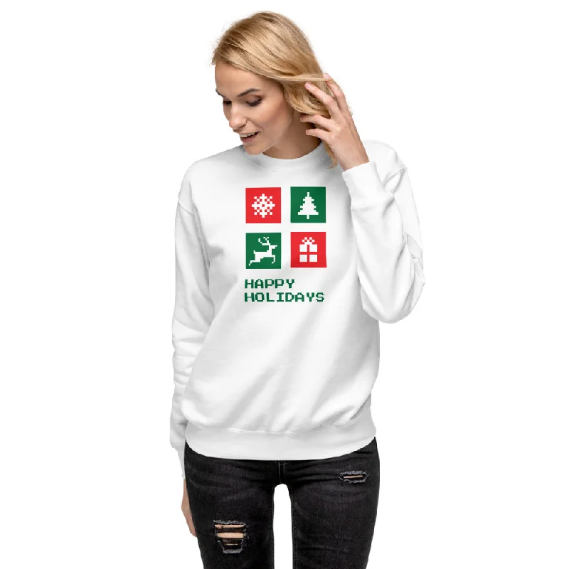 Happy Holidays Box Custom Text Personalized Unisex Fleece Pullover - Cotton Heritage M2480 Besom Neck Pullover