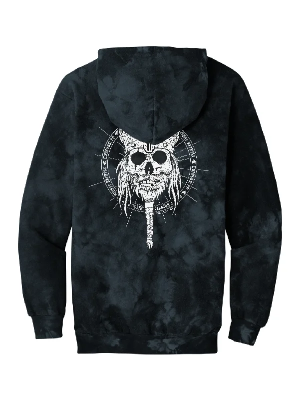 Valhöll Brewing Skullface · Tie-Dye Pullover Hoodie Open Front Cardigan